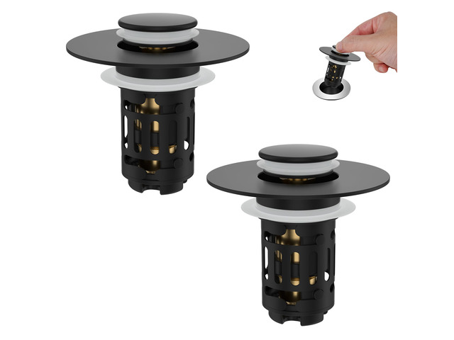 2 Pack Bathroom Sink Drain Strainer, 3 in 1 Pop Up Stopper Universal Hair Catcher Sink Plug for 1.1''-2.36'' Hole, Removable Stainless Steel Filter...