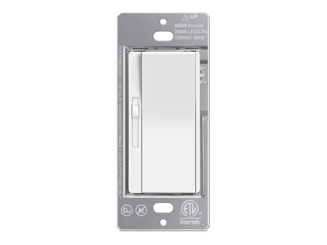Slide Dimmer Light Switch, Single Pole or 3 Way Dimmable Switch ETL Listed, Super Slim, Quiet Rocker, Max 300W LED, CFL, 600W Incandescent, White