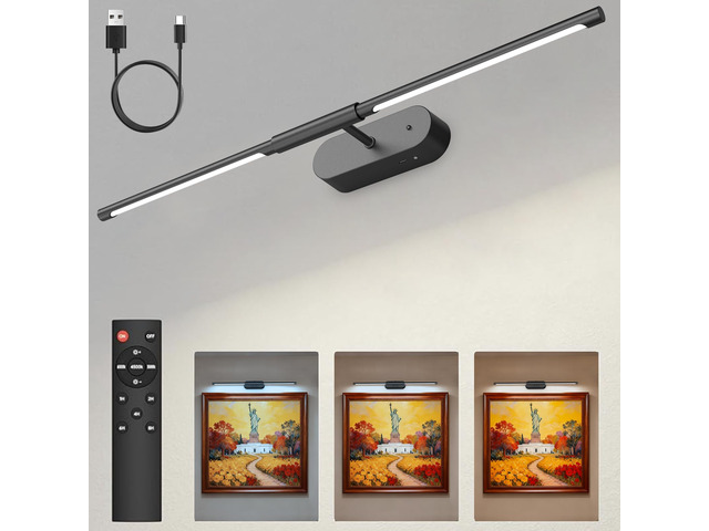 24' Brighter Picture Lights for Wall, Wireless Art Light Enhanced Brightness, 8000mAh Battery Operated, Rechargeable, 3 Color Modes & Brightness...