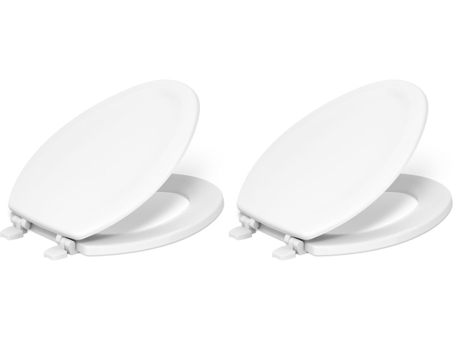 4647-0 Stonewood Elongated Toilet Seat, Elongated Wood Seat for Standard Toilets, Comes with Color-Matched Plastic Hinges, Home Essentials, White...