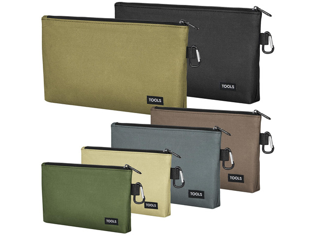 6 Pack Tool Bag Zipper Pouch, Premium Tool Pouch, Utility Storage Organizer Tool Pouches with Carabiner Metal Zipper for Tools, Stationary, Pencil...
