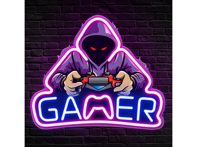 Gamer Neon Sign, UV Printed Gaming Neon Sign for Gamer Room Decor - LED Video Game Neon Lights for Bedroom Boys, Gaming Wall decor - Best Gamer...