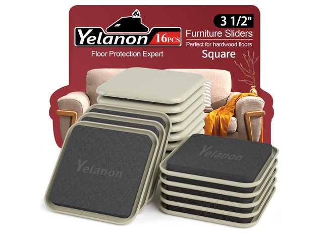 Furniture Sliders 16 Pcs 3.5' Square Beige for Carpet Square furniture movers sliders glide smoothly on carpets. Easy to use, durable design....