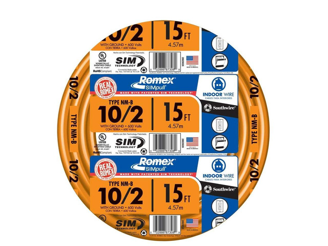 28829026 10/2 Awg Romex Simpull 15' Nm-B Cable With Ground