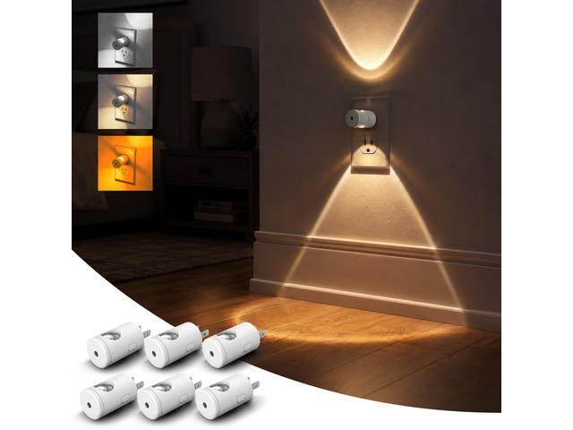 Night Lights Plug into Wall, Dimmable Night Light Plug in 3000K/5000K/Amber, 5 Lever Brightness, Nightlight Dusk to Dawn, 180° Rotatable, Bedroom,...