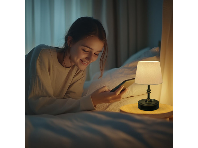 Small Cordless Lamp Dimmable-Battery Operated Table lamp, 4000mAh Rechargeable, Touch Bedside Lamp with White Fabric Shade, 2700K Bulb Included,...
