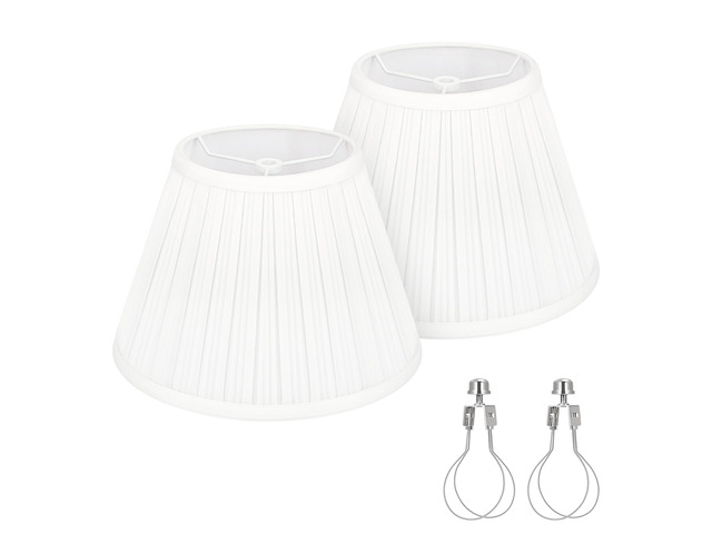 Small Pleated Lamp Shades Set of 2, 5.5'Top x 10'Bottom x 6.6'High, White Empire Lamp Shades for Table Lamps Wall Sconces, Fabric Lampshades,...