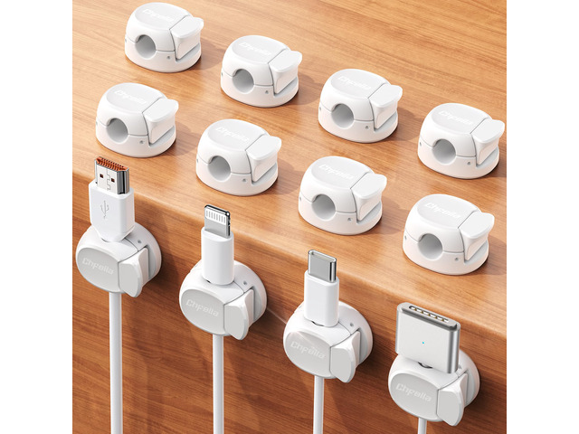 12Pack Cord Organizer [Dual Spring & Clasp] [Max Stability] Cable Clips, Cord Holder, Desk Cable Management, Adhesive Wire Organizer for Home...