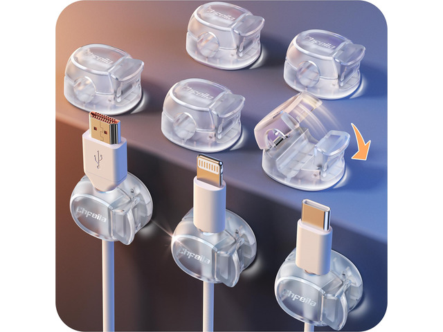 Cable Clips, 8Pack Dual Spring Cord Organizer with Clasp Lock, [Max Stability] Desk Cable Management, Adhesive Phone Charging Wire Holder for...