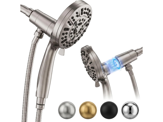 Magnetic Handheld Shower Head Brushed Nickel Magnetic Docking System,10-Function High Pressure Detachable Shower Head, 5-inch Shower head with 60...