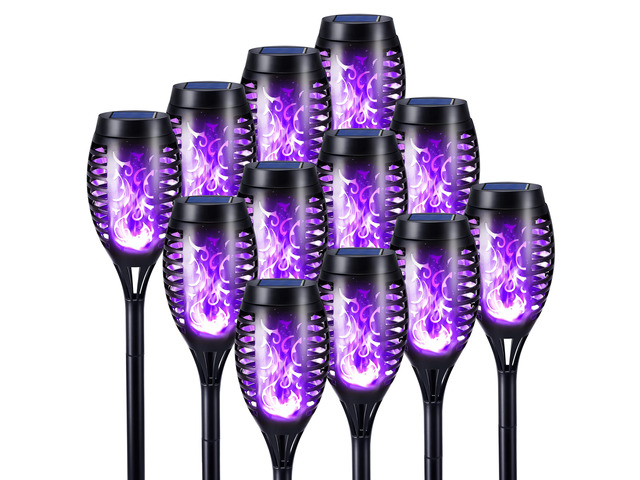 Solar Torch Flame Lights, 12 Pack Solar Halloween Lights Outdoor with Flickering Flame, Waterproof Patio Light Landscape Decoration Lighting for...