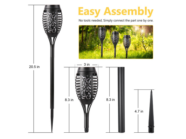 Solar Torch Flame Lights, 12 Pack Solar Halloween Lights Outdoor with Flickering Flame, Waterproof Patio Light Landscape Decoration Lighting for...