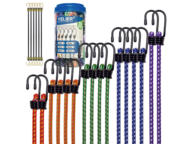Bungee Cords with Hooks, Heavy Duty Assorted Set, 22PCS 12', 18', 24', 36',48', Small Bungee Cords, Tent, Truck, Outdoor (22, 10' 12' 18' 24' 36'...