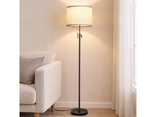 53'-63' Adjustable Floor Lamp, Anti-tip Base, Pull Chain Black Standing Lamp for Living Room, Tall Pole Lamp for Bedroom Office Reading Corner Home...