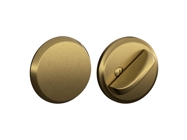 B81 609 Deadbolt with Standard Trim, Non-Keyed One Sided Deadbolt, Highest Residential Security, Antique Brass