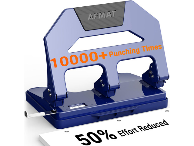 3 Hole Punch Heavy Duty, 40-Sheet Three Hole Puncher for Binder, 50% Reduced Effort Paper Punch, 10K+ Uses, Office Metal Hole Puncher 3 Ring...