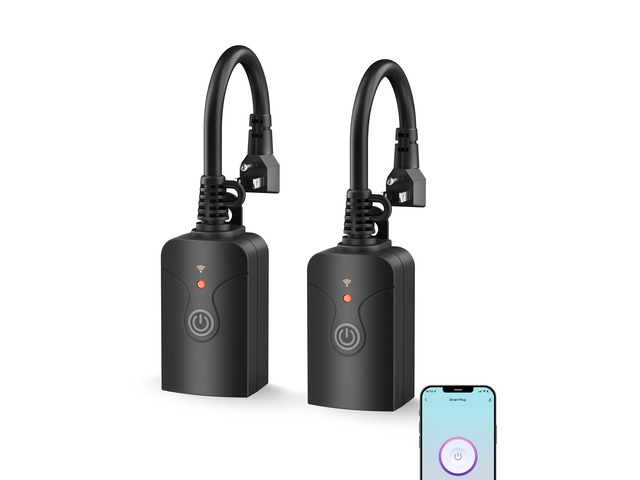 Outdoor Smart WiFi Plug, Heavy Duty 1 Grounded Outlet Timer, 2 Pack IP44 Weatherproof Timer Outlet with App Wireless Remote Control, Works with...