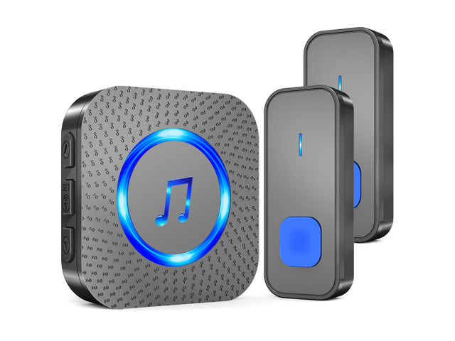 Wireless Doorbell with 1 receiver 2 Buttons,IP55 Waterproof Doorbell,1300 FT/400M Remote Doorbell,55 Chimes 5 Volume,Colorful LED Flashing,110 db...