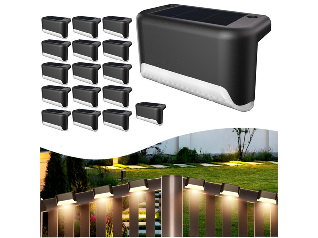 Solar Deck Lights Outdoor, 16 Pcs Solar Step Lights, Waterproof LED Solar Lights for Outdoor Stairs, Step, Fence, Yard, Patio, Railing, Garden and...