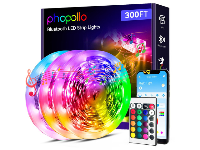Bluetooth 24V Led Strip Lights 300ftLED Lights for Bedroom (3 Rolls of 100ft), Color Changing LED Lights for Bedroom, Kitchen Decor, App Control...