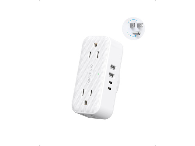 360 Rotating Plug Outlet Extender Surge Protector with 4 USB Ports Compact 4AC Plug Adapter, 900 Joules Surge Protection, 3 Way Outlet Splitter for...