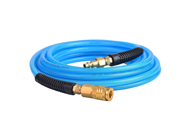25FT 1/4 Inch Air Hose Reinforced Polyurethane Air Compressor Hose - Flexible Heavy Duty Braided Pneumatic Hose with Quick Connect Fittings 300 PSI...
