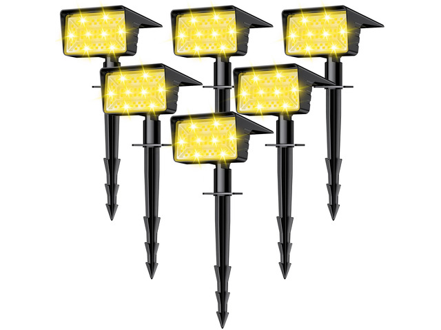 Solar Spot Lights Outdoor with 60 LED & Auto On/Off, 6 Pack Solar Lights Outdoor Waterproof IP68 with 3 Lighting Modes, 2-in-1 Solars Landscape...