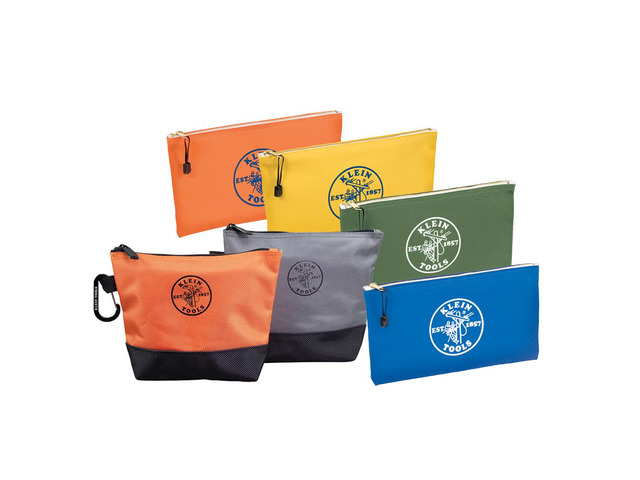 80056 Tool Bag Storage Kit, 1680d Stand-Up and Canvas Zipper Pouches, Assorted Colors, 6-Piece
