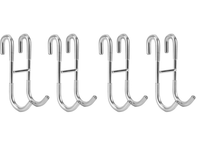 Shower Door Hooks (4-Pack), Towel Hooks for Bathroom Frameless Glass Door, Shower Squeegee Hooks, Silver