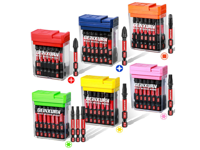 90 Pieces Impact Screwdriver Bits Set with Colorful Boxes, 2' Magnetic (PH2,PZ2,SQ2,T10,T15, T20,T25,T30) S2 Steel Multi Driver Bits
