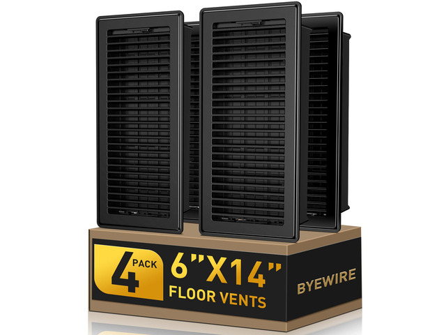 Floor Register Fits 6x14 or 14x6 Duct Opening, Heavy Duty Steel Floor Vents Wide Adjustable Louvers Floor Vent Covers for Maximum Airflow, Air...