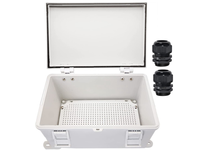 Junction Box ABS Plastic Waterproof IP65 Electrical Boxes Hinged Shell Outdoor Universal Project Enclosure with Mounting Plate and Wall Brackets...