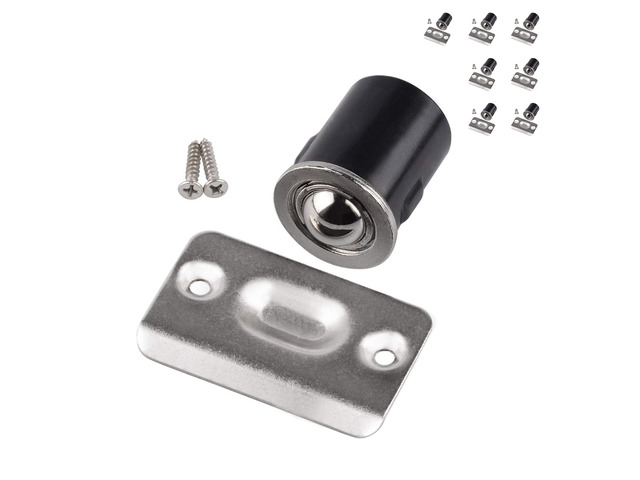 8 Pack Drive in Ball Catch with Strike Plate for Closet Doors, Satin Nickel, 13/16 Inch x 1-1/8 Inchs,Die-cast, Adjustable Tension Ball