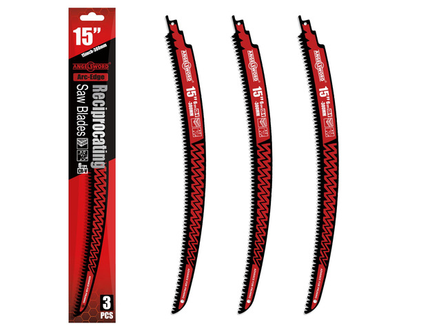 15 Inch Arc Edge Reciprocating Saw Blade, 6TPI Wood Pruning Saw Blades for Tree Trimming, Wood Cutting, 3 Pack