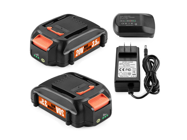 20Volt Compatible with Worx 20V Battery and Charger Kit Replace for Worx 20Volt WA3520 WA3525 WA3575 WG151s WG251s WG540s WG545s WG890 WG891, with...