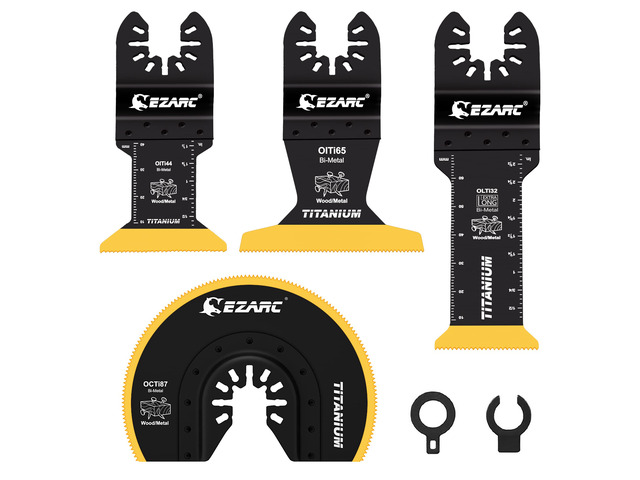 Titanium Oscillating Saw Blades Kit 4 PCS, Plunge Cutting Multitool Blades for Metal Wood Nails Screws, Flush Cut Universal Quick Release Multi...
