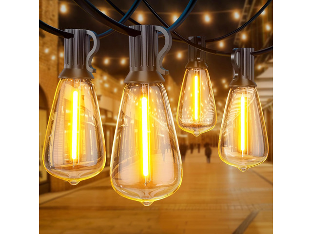 Outdoor String Lights, 25FT Shatterproof Patio Lights, IP65 Waterproof Dimmable Outside Hanging Light, Connectable LED Outdoor Lights for Backyard,...