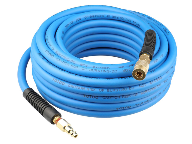 Air Hose 3/8 in x 50 ft, Heavy Duty Hybrid Air Compressor Hose, Flexible, Lightweight, Kink Resistant with 1/4' Industrial Quick Coupler Fittings,...