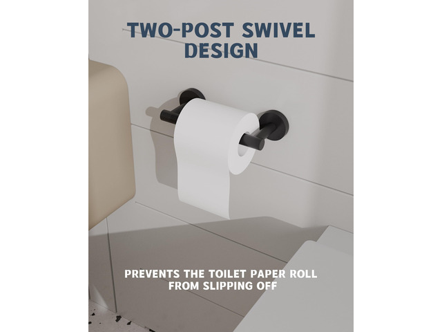 Matte Black Toilet Paper Holder SUS304 Stainless Steel Double Post Pivoting Toilet Paper Roll Holder Wall Mounted Toilet Tissue Holder for...