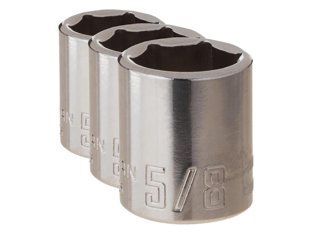 Shallow Socket, SAE, 3/8-Inch Drive, 5/8-Inch, 6-Point (CMMT43005) (Pack of 3)
