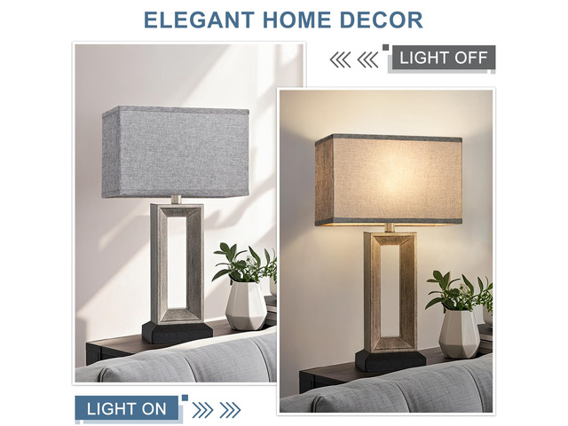 Rectangle Lamp Shades Set of 2, Large Lamp Shades 16'L x 8'W x 10'H, Gray Rectangular Lampshades for Table Lamps Floor Lamps, Modern Linen...