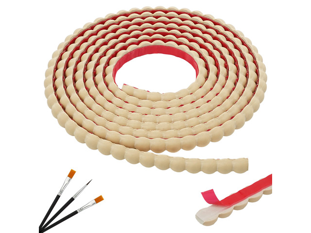 20ft Decorative Bead Pearl Peel and Stick Wall Molding Trim, Wood Flexible PVC Trim for DIY Home Décor, Bathroom Mirror Frames, Cabinet Edges, Door...