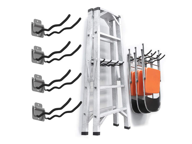 Garage Tool Organizer Hooks, 4-Pack Heavy-Duty 12' Steel Wave Hooks Wall Mount Garage Storage Utility Hook for Car Tires, Ladder, Chairs, Power...