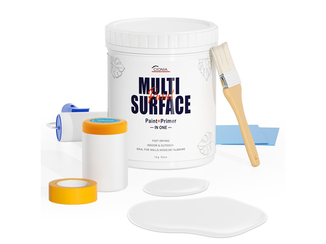 All-in-One Paint - Multi Surface White Paint - Furniture and Cabinet for Interior/Exterior - No Sanding, Quick Drying, Perfect for Wood, Wall,...