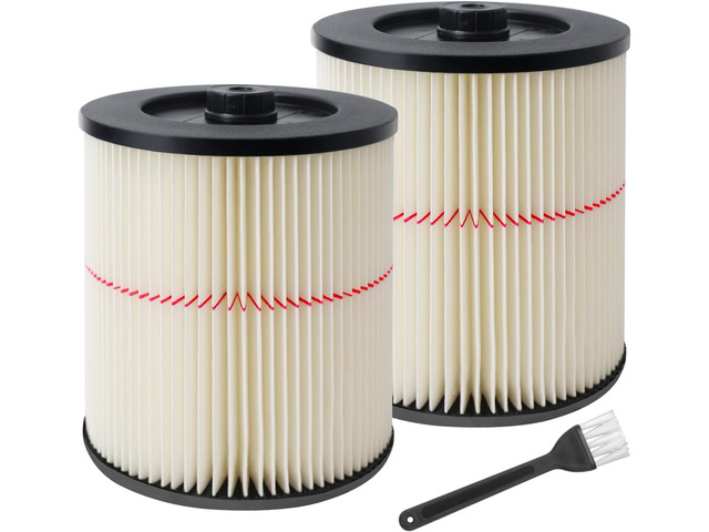 17816 Filter for Craftsman Shop Vac, Red Stripe Filter Fits 9-17816, 2 Pack Shop Vac Filters Compatible with Craftsman 5 Gal and Larger Vacuum...