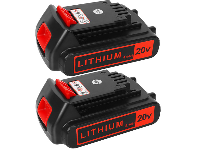 Battery Replacement for Black+ Decker 20V Lithium 4.0 ah 2 Pack High-Capacity Extended Runtime Compatible with LBXR20 LBXR2020 LBX20 LBXR2520...