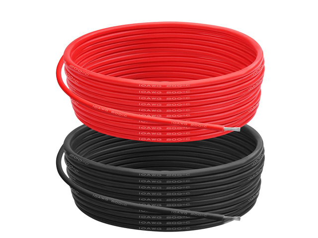 10 AWG Silicone Wire, 25 ft Red and 25 ft Black Flexible fine-strand tinned copper cable with heat-resistant silicone insulation for batteries, RC...