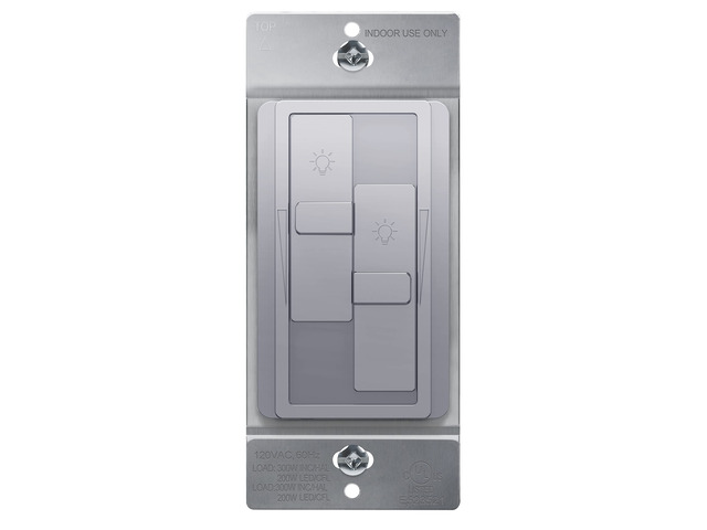 Elite Series Kalide Dual Load Dimmer Light Switch, Double LED Dimmer Switch, Full Range Dimming, Single Pole, 120VAC, 60Hz, 200W LED/CFL, Neutral...