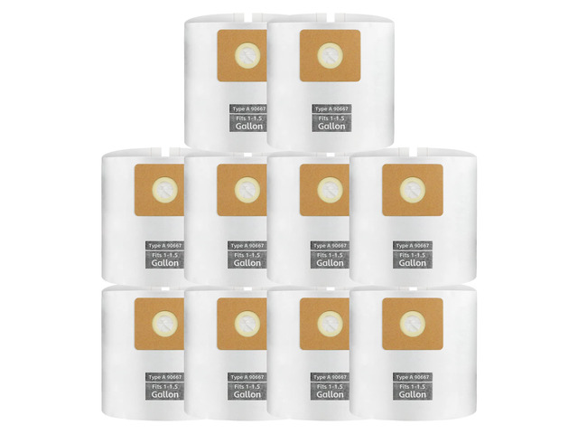 10 Pack for Shop Vac Bags 1-1.5 Gallon Type A 90667 9066733 Drying Using 1-1/2' Port Micro Filter Bags