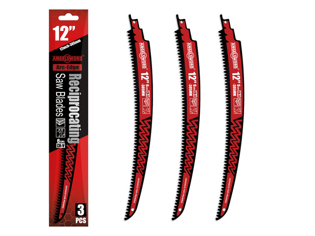 12 Inch Arc Edge Reciprocating Saw Blade, 6TPI Sawzall Blade, Wood Pruning Saw Blade for Tree Trimming, Wood Cutting, 3 Pack
